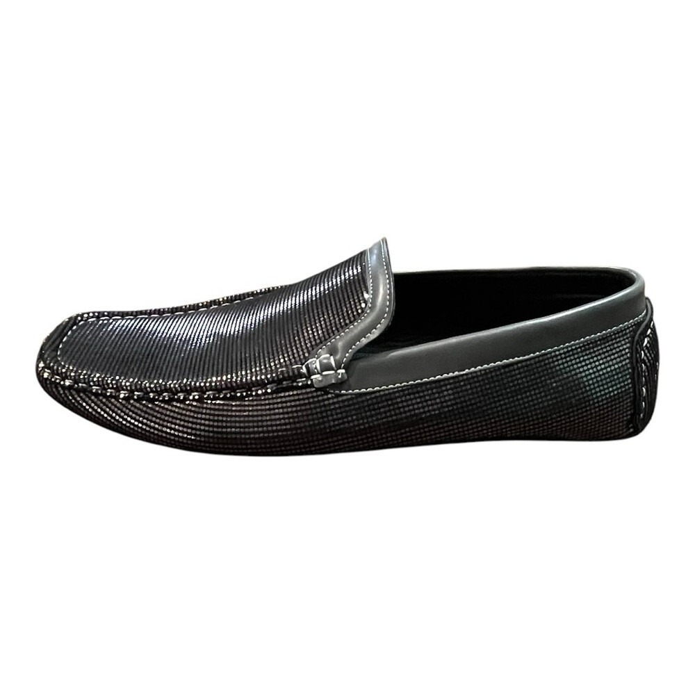 Madden Driving Loafers Mens 10.5 Black Silver Metallic Micro‎ Dot Slip On Shoes